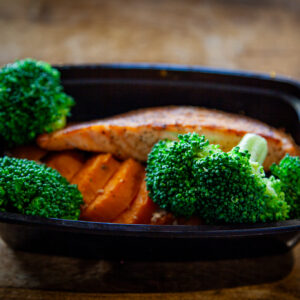 Salmon w/ Sweet Potato & Steamed Broccoli