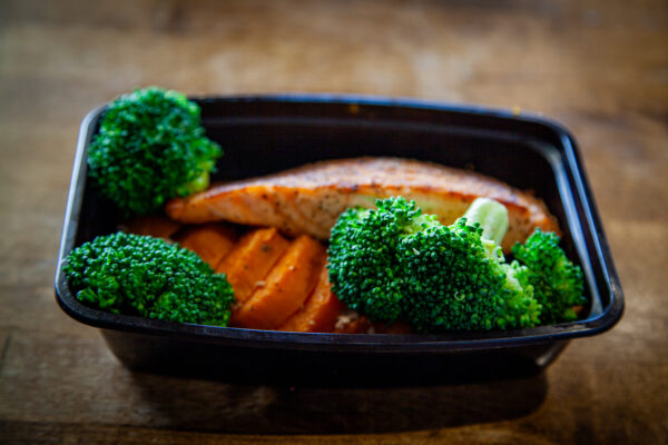 Salmon w/ Sweet Potato & Steamed Broccoli