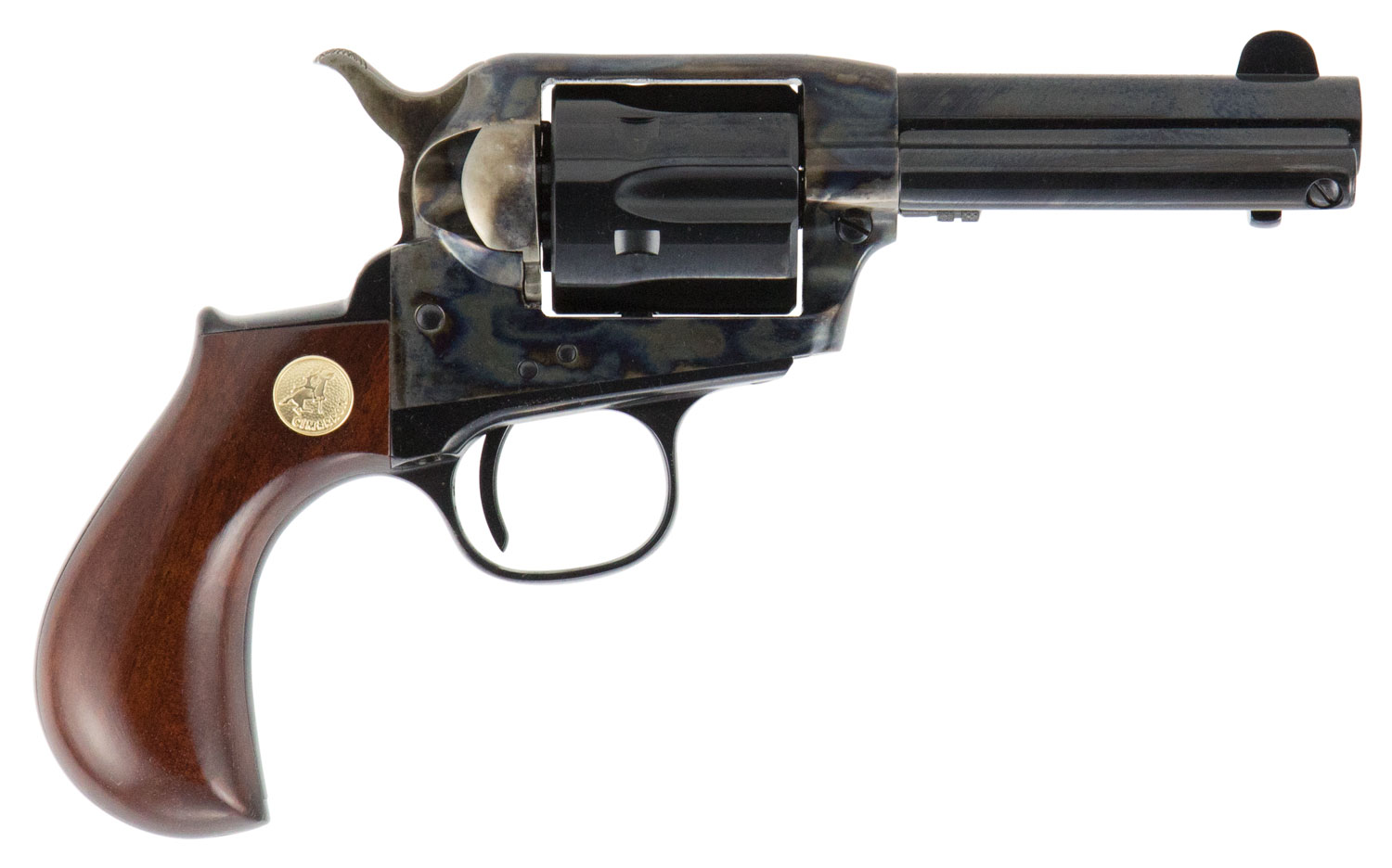 Cimarron CA980 Lightning 38 Special 6 Shot 3.50" Blued Steel Barrel & Cylinder, Color Case Hardened Steel Frame, Birdshead Walnut Grip, Exposed Hammer