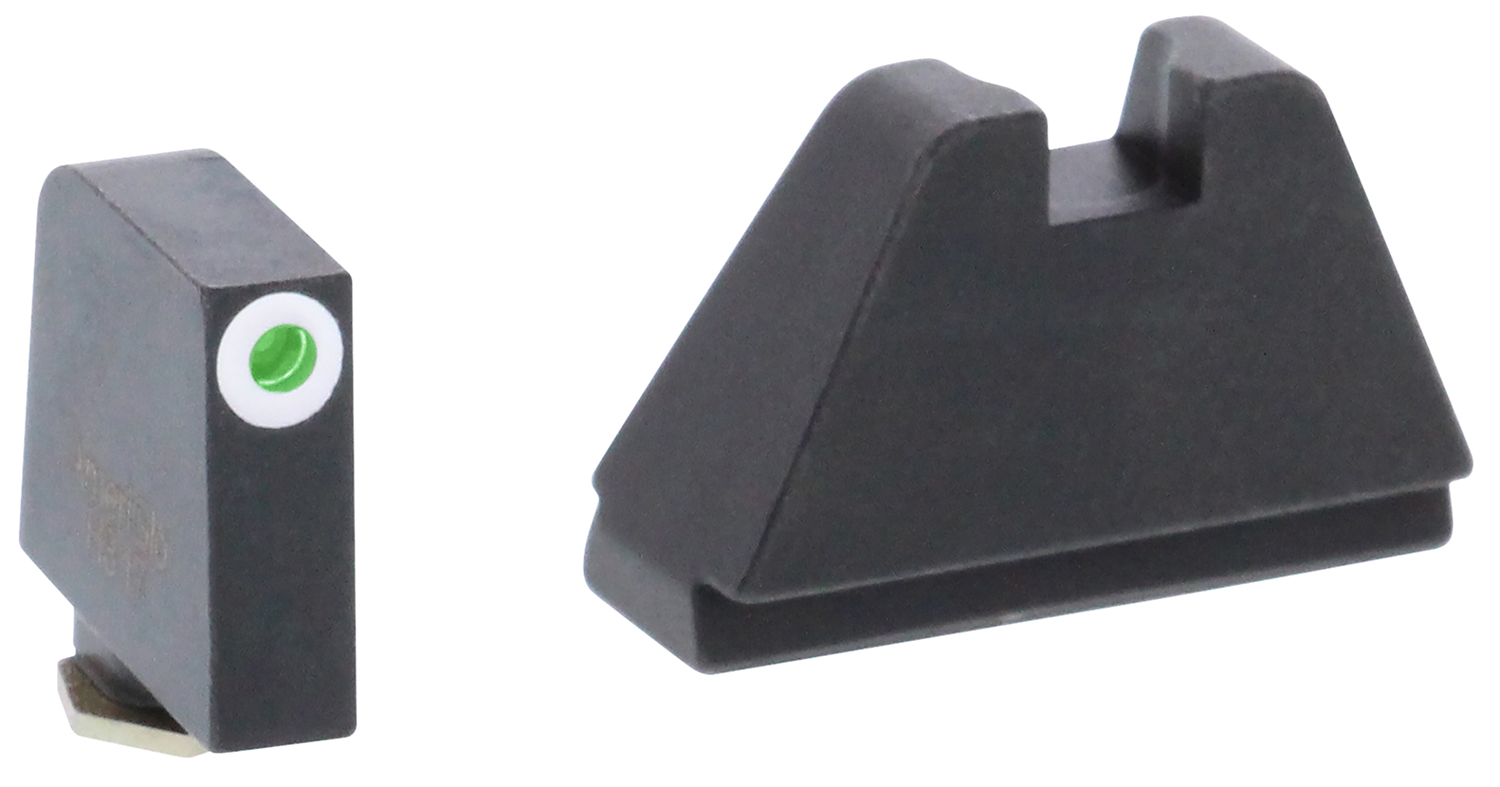 AmeriGlo GL482 Optic Compatible Sight Set for Glock 5XL Tall Green Tritium White Outline Front Sight-Black Rear Sight