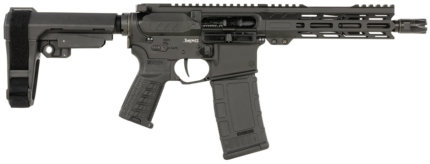 CMMG 30AF20AAB Banshee MK4 300 Blackout 30+1 8" Black Nitride Medium Taper Threaded Barrel, EML 7" M-LOK Handguards, Black Armor Cerakote Aluminum Picatinny Rail Receiver, CMMG Zeroed Grips