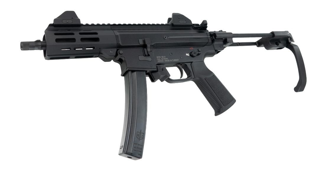MAC 12755002 IX 9mm Luger 6.50" Black Anodized Threaded Barrel & Receiver w/Picatinny Rail, M-LOK Handguard, Black Polymer Tailhook Retractable Brace